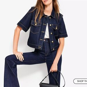 Loft Short Sleeve Denim Jacket in Classic Rinse Wash